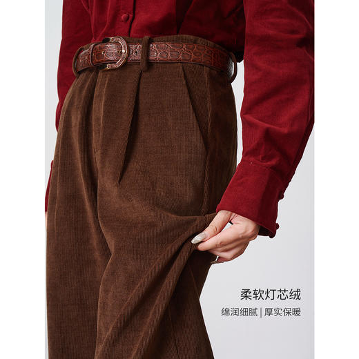 OLrain欧芮儿2025新款女秋季通勤柔软灯芯绒面料小脚裤宽松九分裤 商品图3