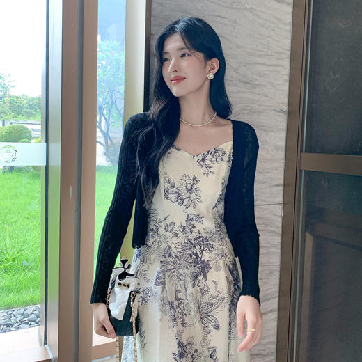 奢姿大码女装2025秋装新款胖妹妹时尚休闲镂空纯色V领针织衫开衫9853353225B 商品图1