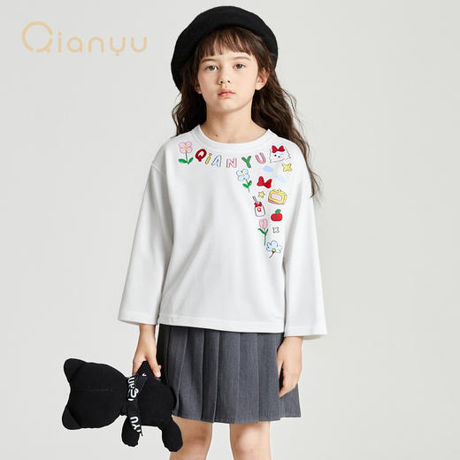 笛莎千与2025秋季新款女童可爱童趣印花长袖T恤 商品图1