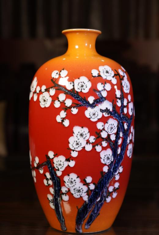 高温窑变中华红颜色釉堆画《为有暗香来》 商品图0