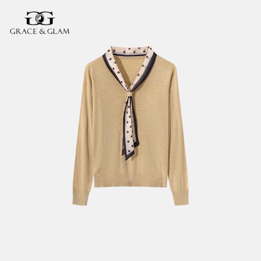 Grace&Glam 雅致减龄波点丝巾领带针织衫 商品图2