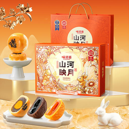味滋源山河映月月饼礼盒480g奶黄流心中秋月饼传统糕点礼盒送礼品 商品图2
