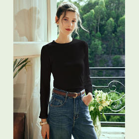 欧芮儿法式长袖打底衫女白色t恤2025秋新款圆领修身内搭上衣外穿