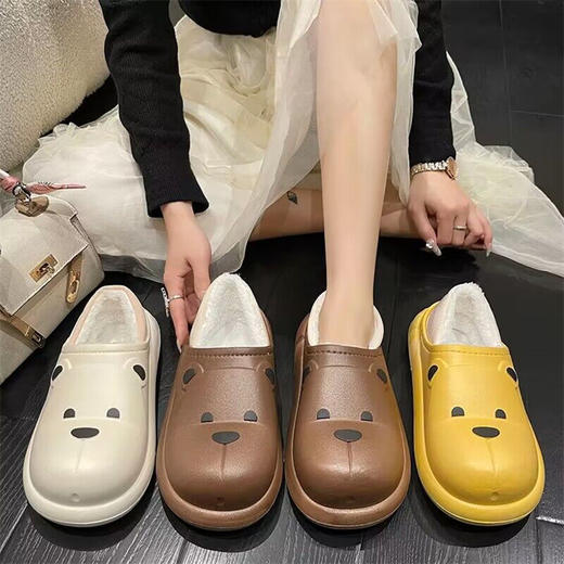 【暖出圈❗️抱抱熊保暖棉鞋】告别湿鞋烦恼，轻松打理易清洗，冬季可爱棉拖鞋，男女学生宿舍时尚卡通，可爱情侣包跟保暖毛绒月子居家拖鞋子L 商品图0