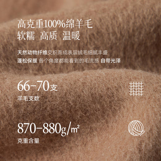 【严选】诗凡黎绵羊毛牛角扣小翻领毛呢外套2025秋新款学院风双面呢大衣女7G9170321 商品图4