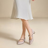 千百度羊皮粗高跟鞋女珍珠带玛丽珍鞋浅口法式单鞋A25485667 商品缩略图4