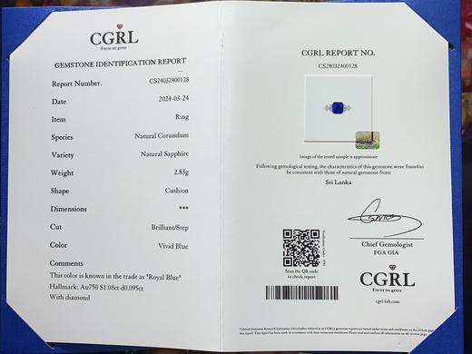 1c刻面t蓝宝石戒指 商品图5