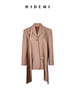 HIDEMI 进口极细精纺羊毛定染高级豆沙裸灰粉色纯醋酸丝巾多穿式廓形西装外套 商品缩略图7