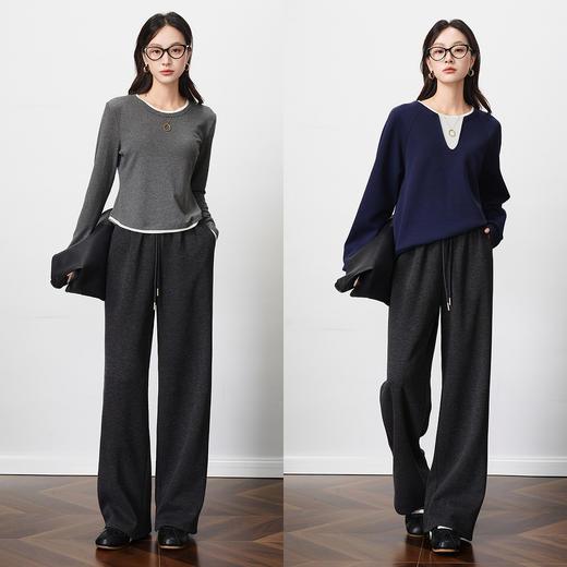 OLrain欧芮儿2025新款女秋季百搭松弛感直筒裤慵懒阔腿裤长裤子 商品图2