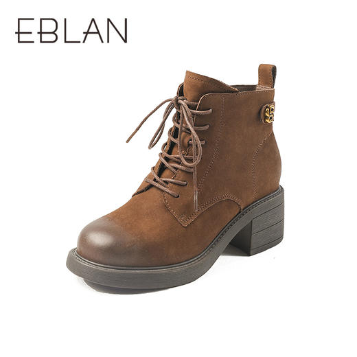 伊伴冬季百搭风格马丁靴复古磨砂牛皮鞋面B25590002 商品图1