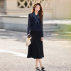HR ABS25132通勤风连衣裙衬衫马甲中长款裙两件套 配围巾 商品缩略图3