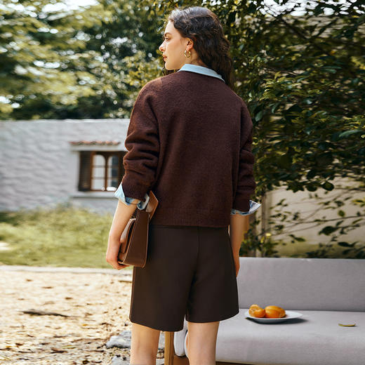 OLrain欧芮儿2025秋新款趣味绣花落肩袖毛针织衫套头上衣羊毛衫女 商品图3