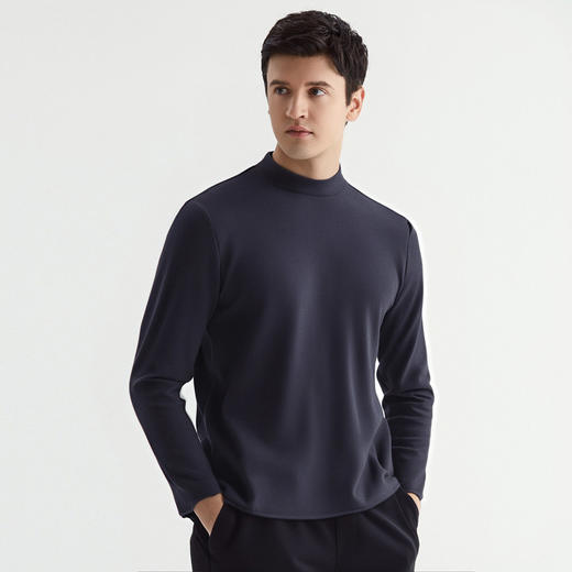 【男女同款】罗蒙秋冬打底衫舒适半高领套头衫多色弹力休闲显瘦内搭男女上衣T恤卫衣 商品图3