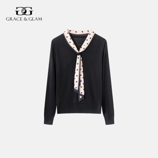 Grace&Glam 雅致减龄波点丝巾领带针织衫 商品图1