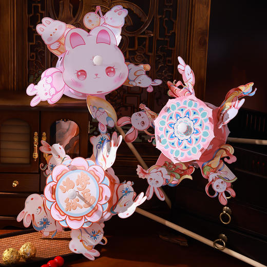 【儿童手工diy材料包宫灯】中秋节灯笼新款国庆户外手提风车花灯 商品图2