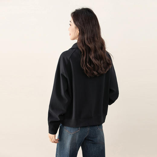 「高货xg」全新升级【铂金会员211/天猫279/差价68】(41900)洛诗琳新款拉链卫衣外套2025秋季羊毛混纺休闲夹克上衣女 商品图3