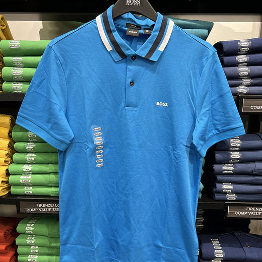 HUGO BOSS/胡戈波士 男士夏季黑标修身撞色纯棉透气短袖POLO衫 商品图0