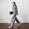 OLrain欧芮儿2025新款女秋季休闲灰慵懒连帽针织开衫裤子两件套装 商品缩略图0