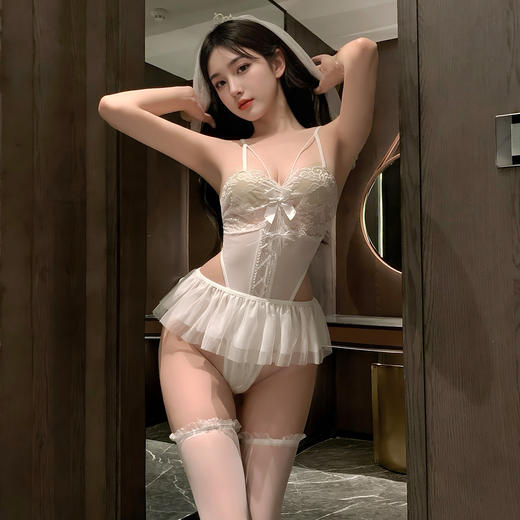 霏慕 蕾丝覆胸纯欲新娘套装6606 婚纱情趣内衣纯欲风新款约会袍性感睡衣 商品图3