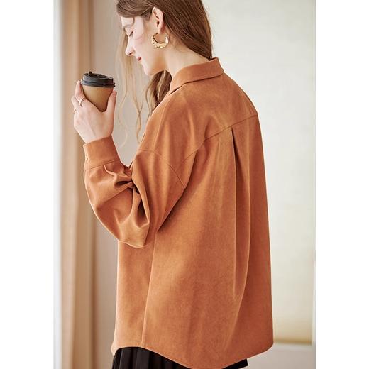 欧芮儿衬衫女设计感小众复古港味秋季新款2025年灯芯绒衬衣中长款 商品图2