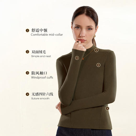 憨棉匠 初秋女士 山羊绒7A抗菌打底衫 圆领/高领/中高领 柔软舒适 亲肤保暖 6色可选 商品图7