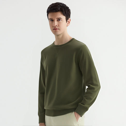 【含绵羊毛】罗蒙男士秋冬加绒卫衣休闲通勤奥粒绒圆领舒适保暖男上衣 商品图2