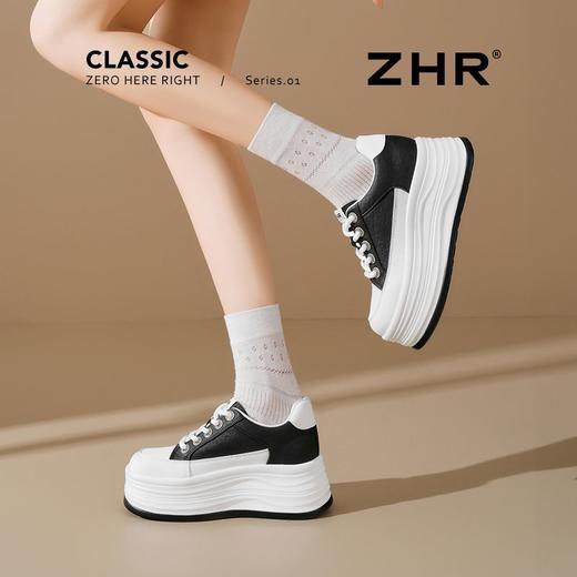 ZHR则则6.5CM增高厚底小白鞋女革面板鞋2025新款小个子休闲运动鞋 商品图8