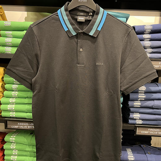 HUGO BOSS/胡戈波士 男士夏季黑标修身撞色纯棉透气短袖POLO衫 商品图2