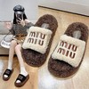 【穿出大长腿❗️厚底毛毛拖鞋女】采用亲肤细腻舒适材质，出行不闷脚，厚底轻盈时尚百搭，秋冬季仿羊羔毛茸茸，网红时尚家居外出棉拖鞋L 商品缩略图3