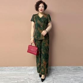 2025夏季新款时尚减龄透气胖妹妈妈两件套显瘦百搭中老年冰凉套装