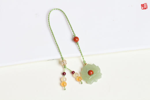 和田玉青玉【莲花】手机挂饰 商品图0
