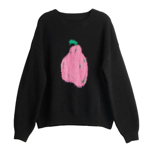 OLrain欧芮儿趣味鸭梨提花毛针织衫2025秋季新款时尚百搭套头上衣 商品图3