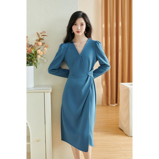 米思阳2026春季新款优雅气质通勤连衣裙设计感腰身弹力收腰一步裙女4352 商品图1