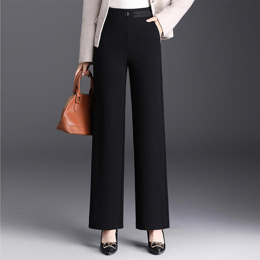 QYM 2582-Y窄版直筒阔腿裤高腰休闲裤 商品图0