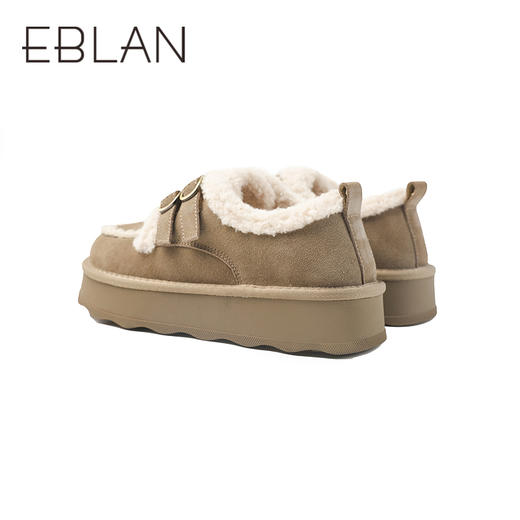 伊伴冬季加绒厚底棉鞋毛毛鞋波嬉风复古美拉德色系B25729008 商品图3