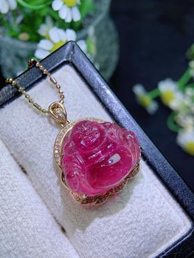 红碧玺佛公吊坠