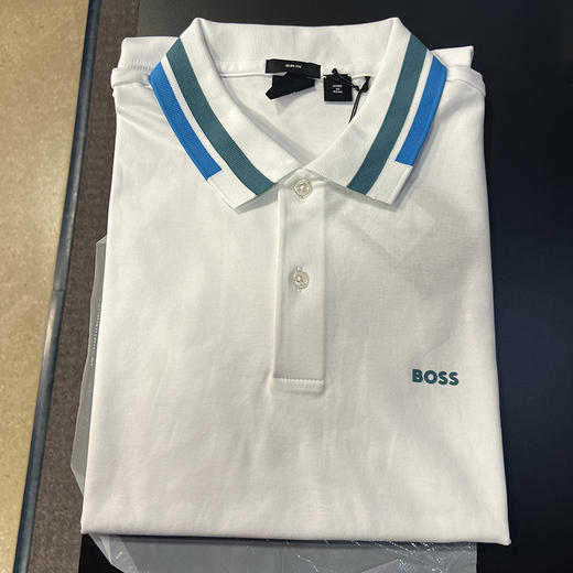 HUGO BOSS/胡戈波士 男士夏季黑标修身撞色纯棉透气短袖POLO衫 商品图3