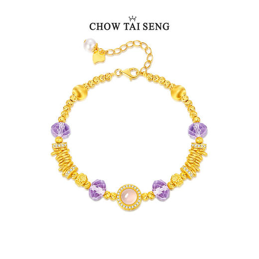 周大生紫色星辰盘缠手链纯银S925高级感紫水晶碎银子手串七夕礼物 商品图2