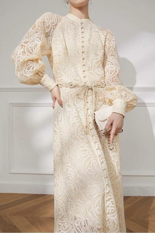 Le Malene 花纹镂空优雅气质连衣裙 21124 商品图0