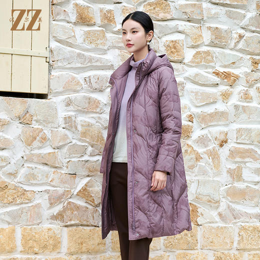 佐尔美冬季新款 时尚气质连帽中长款羽绒服女M44YY09 商品图2