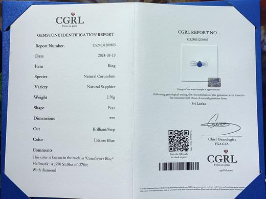 1ct刻面蓝宝石戒指 商品图4