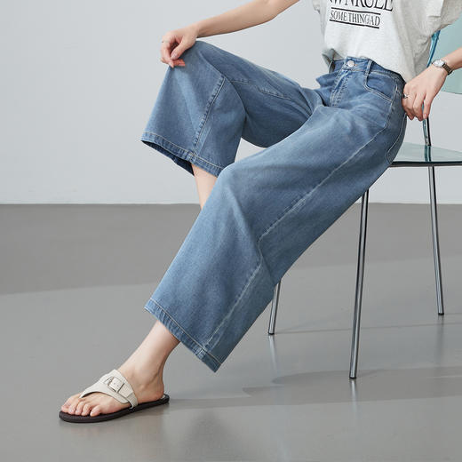 【天丝棉-八分阔腿】逸阳软垂宽松遮肉显瘦宽直筒裤子7050 商品图5