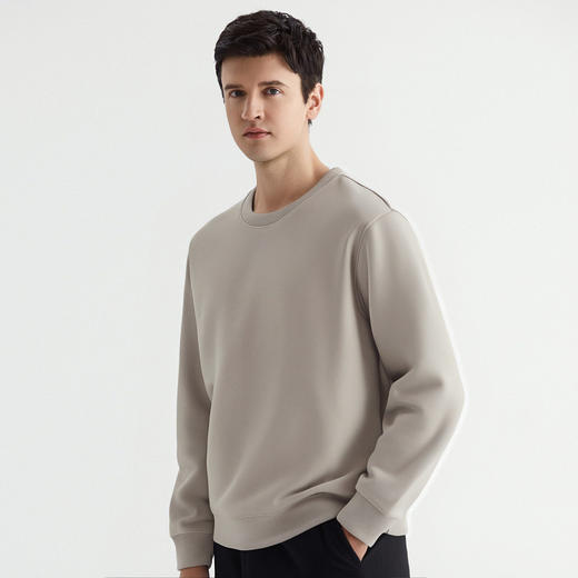 罗蒙秋冬男士加绒圆领卫衣多色可选保暖舒适百搭休闲通勤t恤男上衣 商品图7