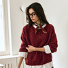 OLrain欧芮儿2025新款女秋季法式红色圆领毛织套头衫通勤长袖上衣 商品缩略图1