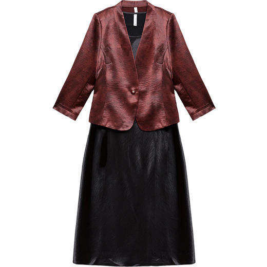 QYM 25A09-Y两件套连衣裙无袖中长款底连衣裙+外套两件套 商品图4