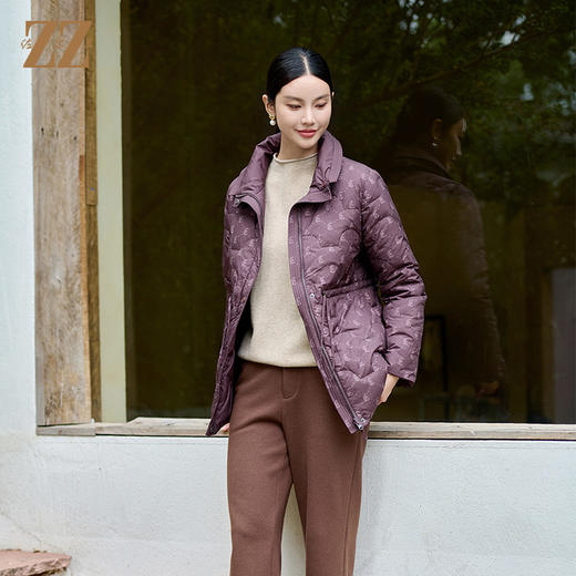 佐尔美冬季双面穿经典老钱风松紧腰羽绒服女新年礼M44YY10 商品图1