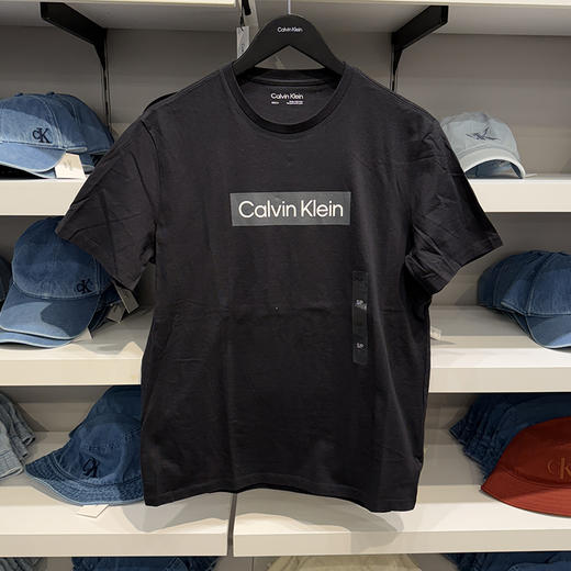 Calvin Klein /CK 男士夏季纯色纯棉圆领LOGO字母印花透气短袖T恤 商品图1