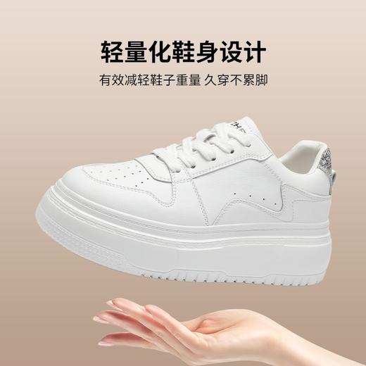 ZHR则则厚底增高小白鞋女2025新款透气网洞运动鞋百搭轻便休闲鞋 商品图3