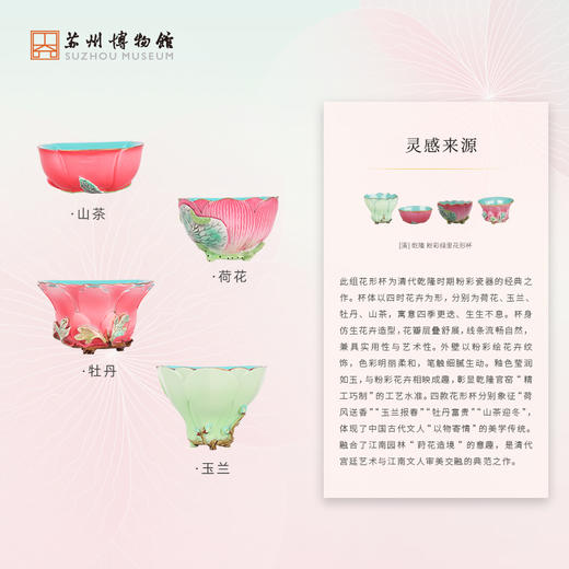 苏州博物馆 粉彩绿里花形杯冰箱贴 商品图2