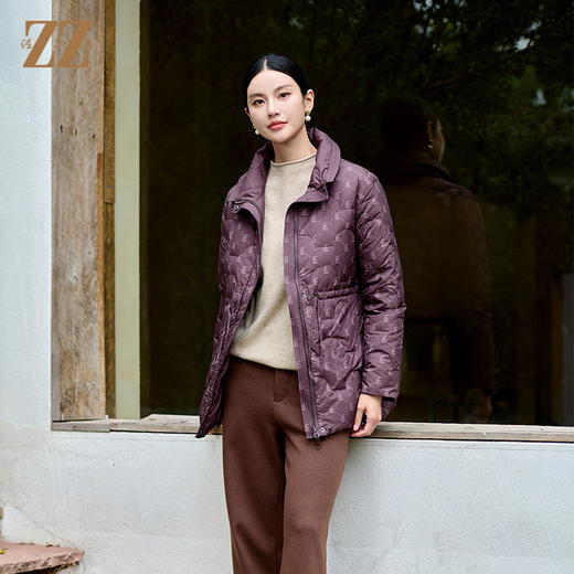 佐尔美冬季双面穿经典老钱风松紧腰羽绒服女新年礼M44YY10 商品图0